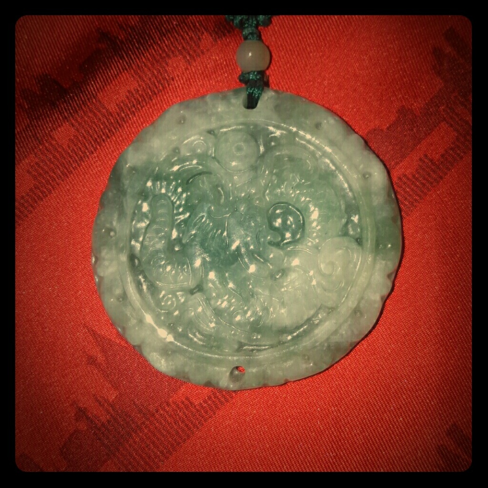 Jade pendant on beaded jade and green necklace